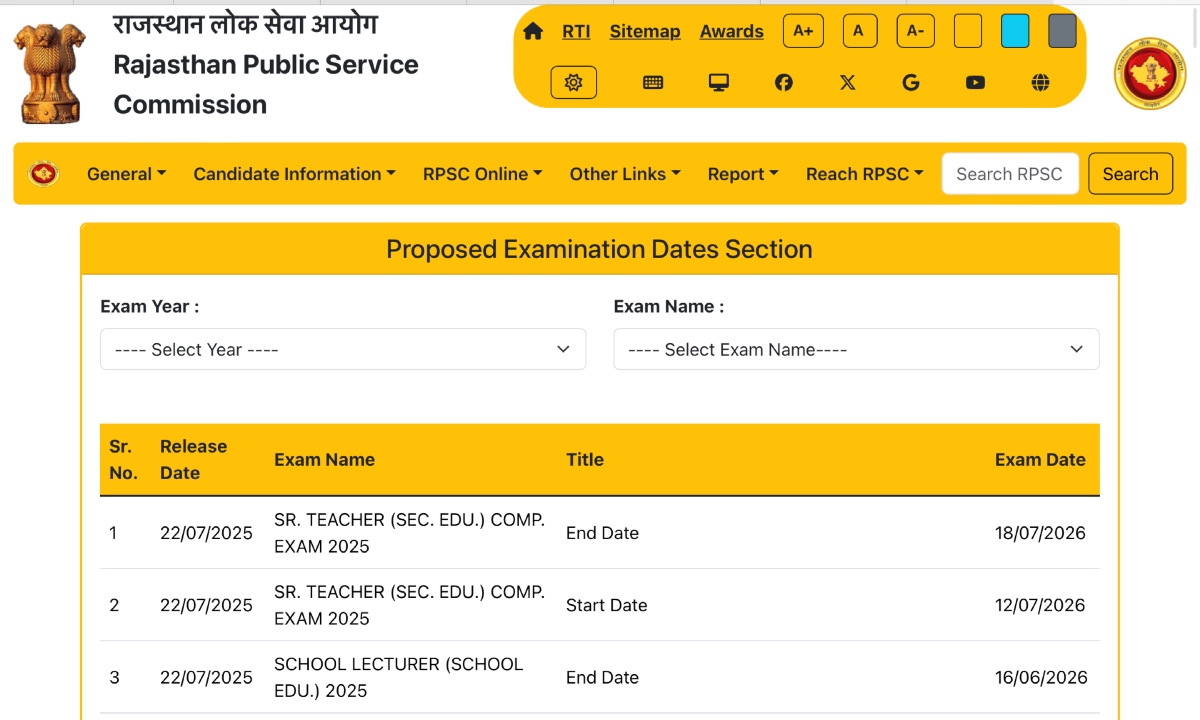 RPSC 2nd Grade Exam Date