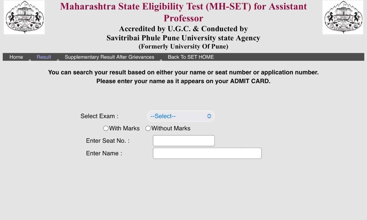 MH SET Exam Result