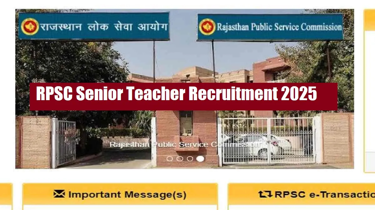 RPSC Senior Teacher Recruitment 2025