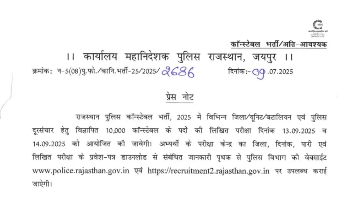 Rajasthan Police Exam Date