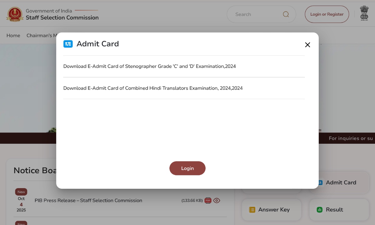 SSC CHSL Admit Card