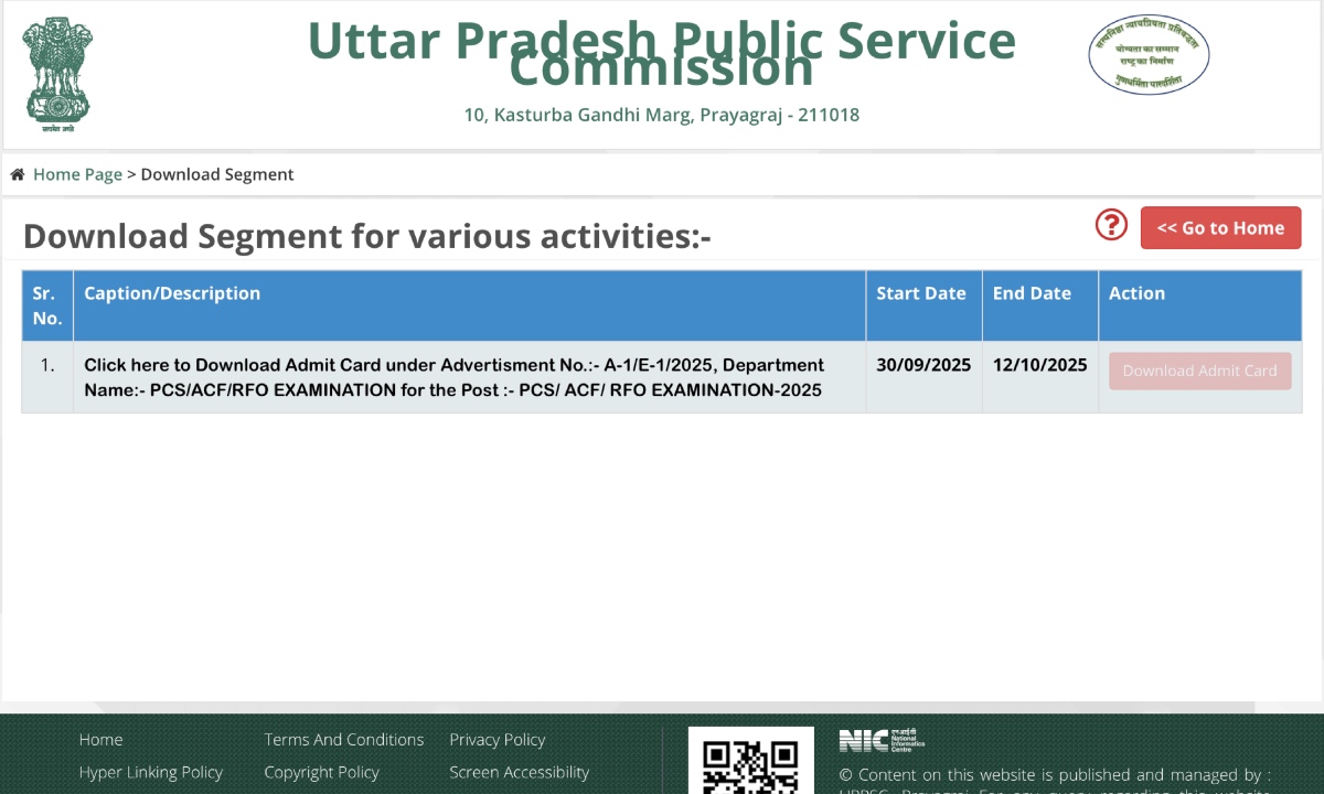 UPPSC Prelims Admit Card