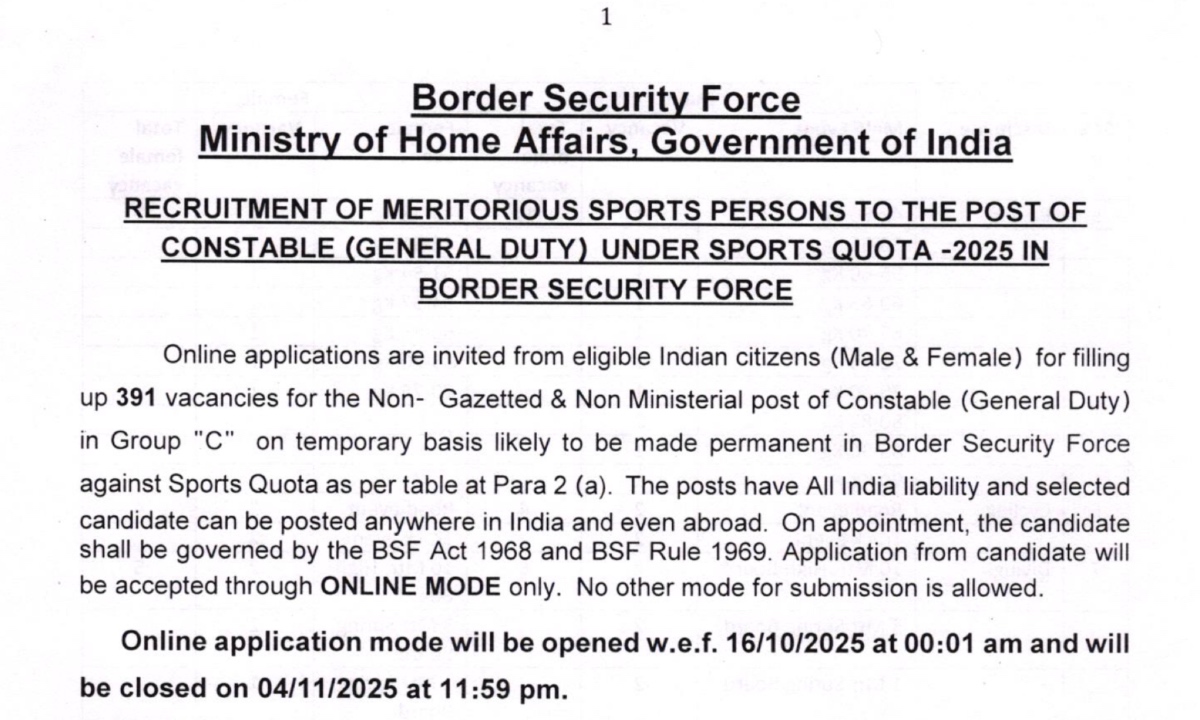 BSF Constable Recruitment