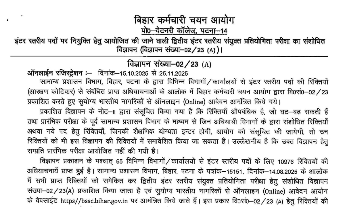 BSSC Inter Level Notification