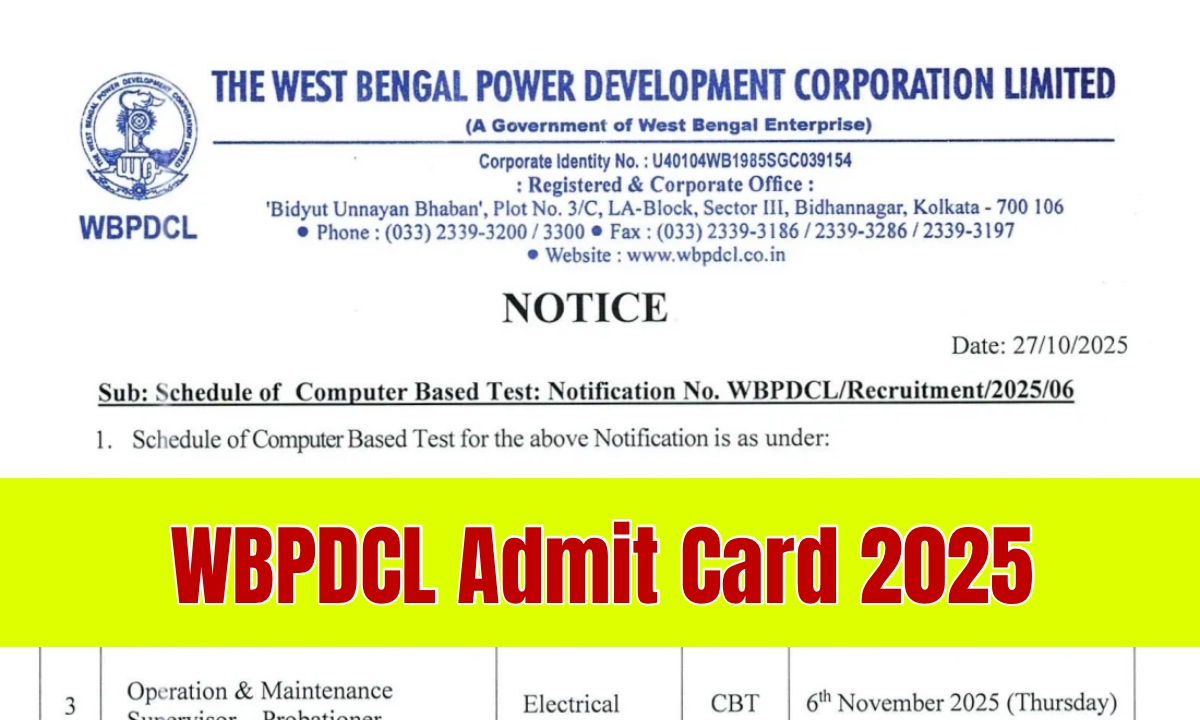 WBPDCL Admit Card