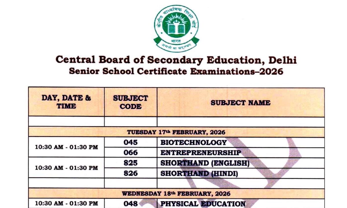 CBSE Board Date Sheet