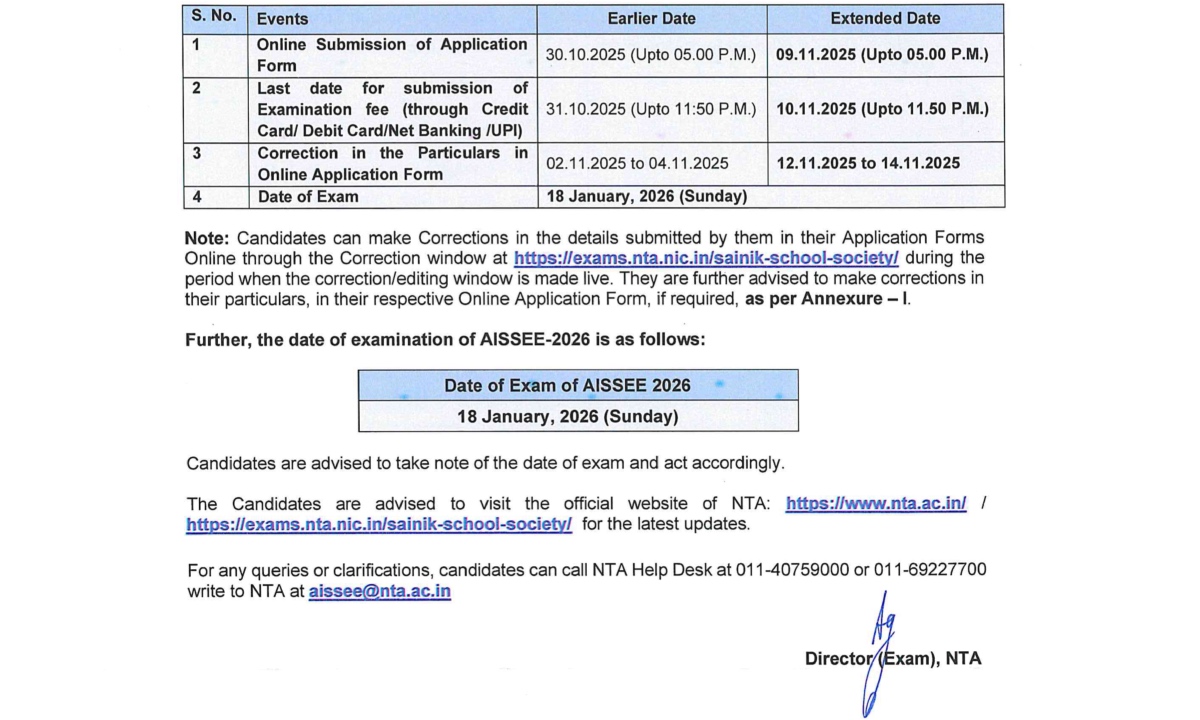 AISSEE Exam Date
