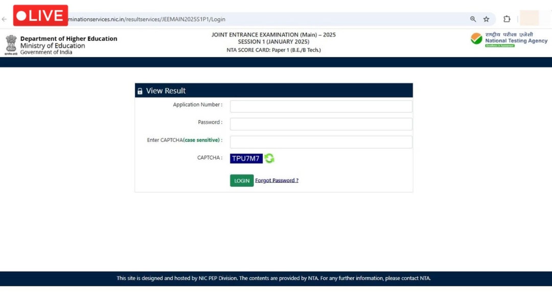 JEE Main 2025 results Session 2
